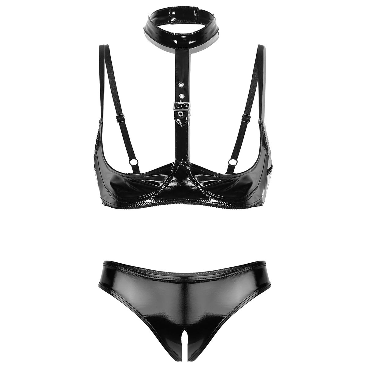 Womens Patent Leather Lingerie - огляд і ціна Bralette Triangle Set
