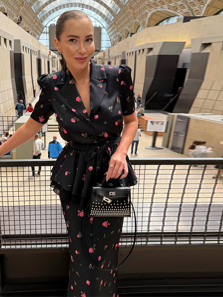 Floral Blazer Coat Skirt Sets  - огляд і ціна Midi Skirt Floral
