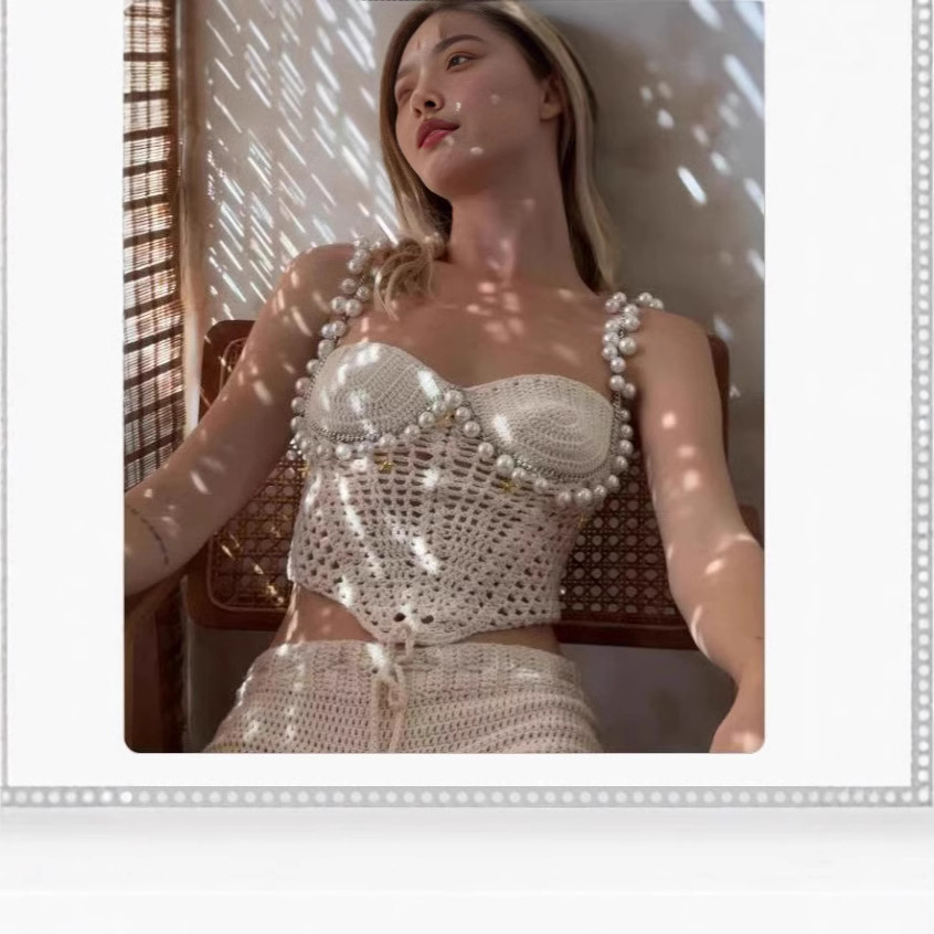 Sexy Beading Crochet Crop Vest - огляд і ціна Crop Top Crochet