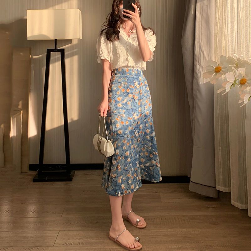Women's Summer Two-Piece Set L - огляд і ціна Midi Skirt Floral