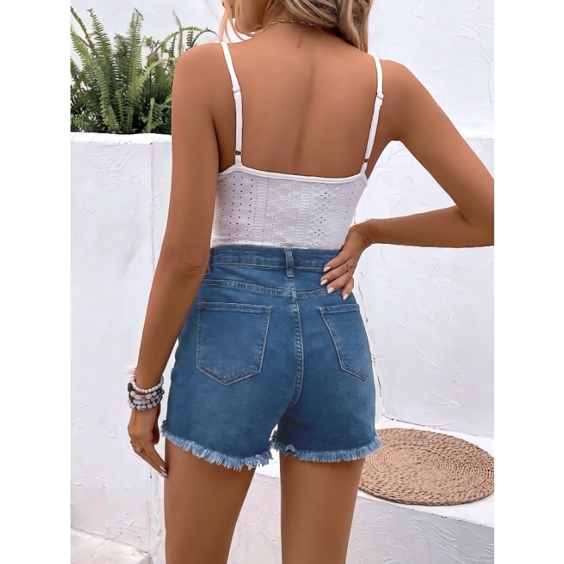 Women's High Waist Denim Short - огляд і ціна Shorts Denim Frayed