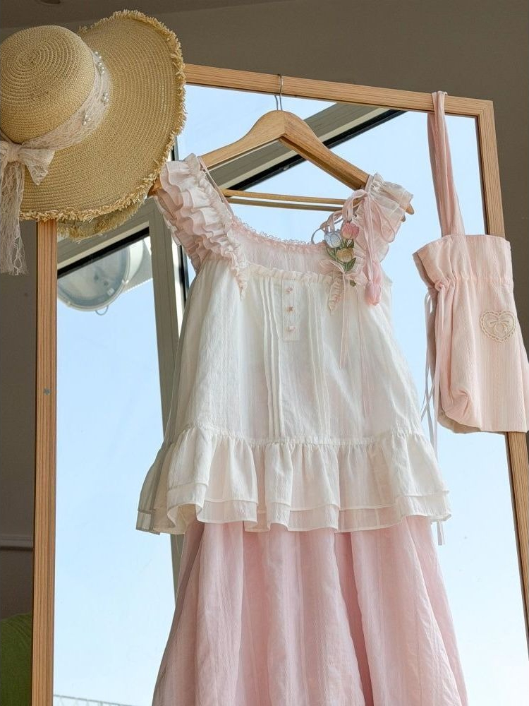 Sweet Kawaii Ruffle Trim Tulip - огляд і ціна Midi Skirt Floral