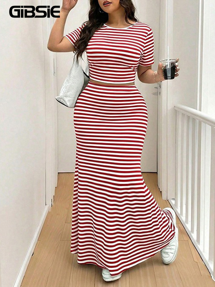 GIBSIE Plus Size Striped O-Nec - огляд і ціна Crop Top Crochet