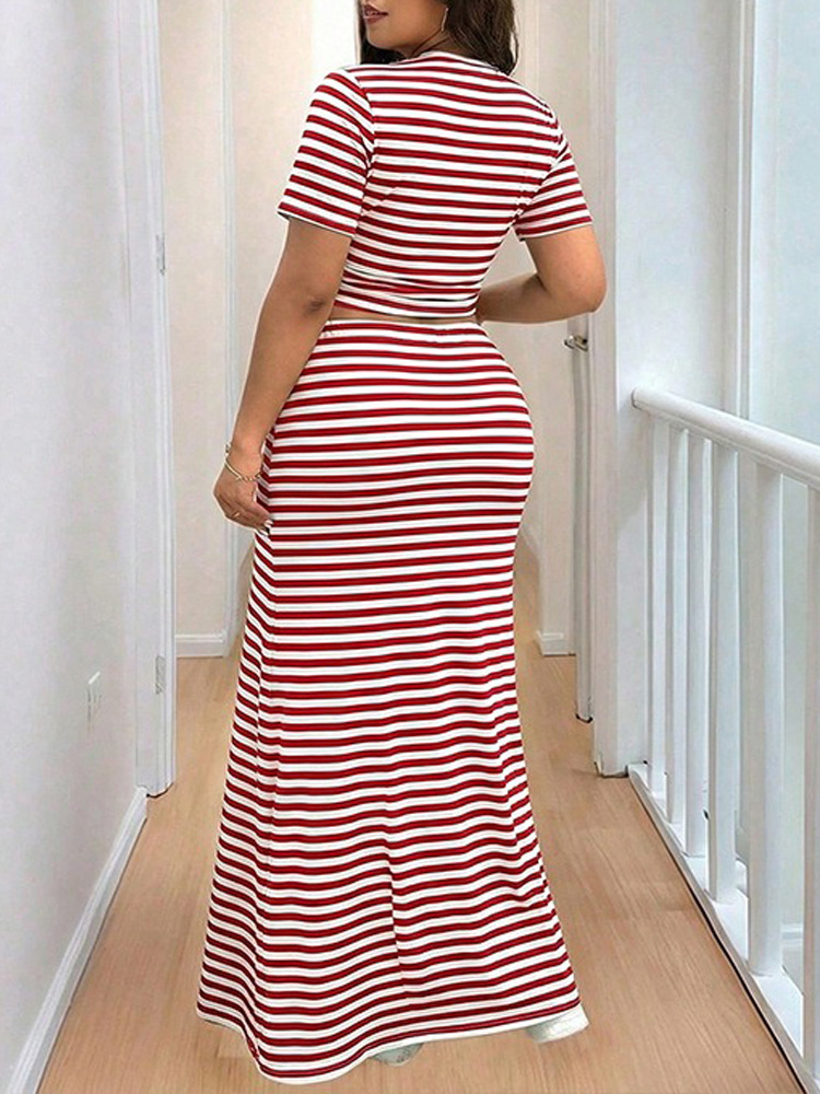 GIBSIE Plus Size Striped O-Nec - огляд і ціна Crop Top Crochet